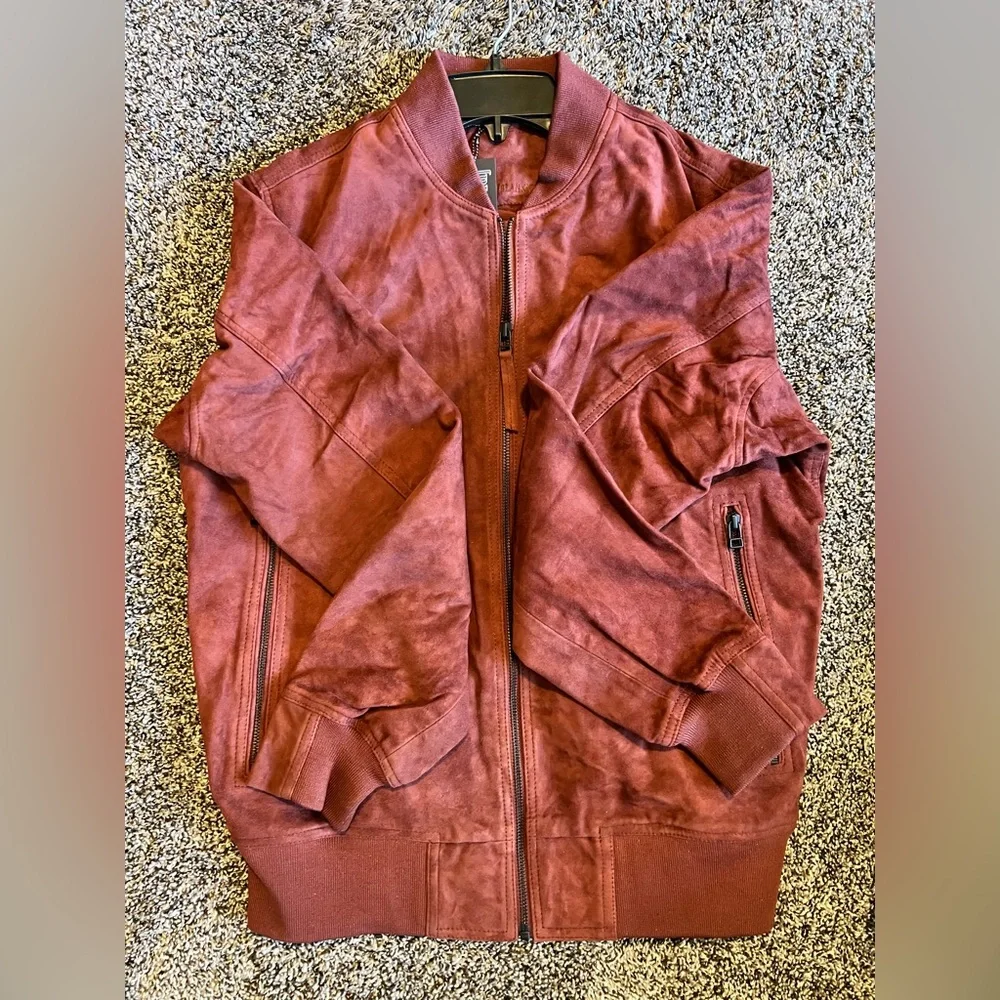 🌟 Sleek Burgundy 100% Goatskin Suede Bomber Jacket by Blank NYC 🌟